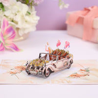 Wedding Vintage Car Flip Pop Up Card