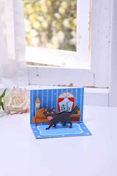Tea Flower Cat 90° Greeting Card