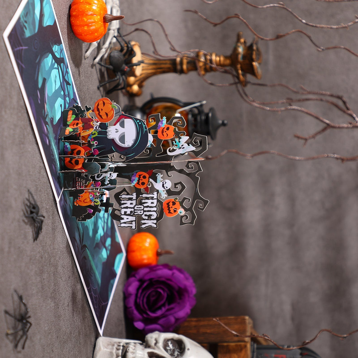 Blue Halloween Flip Pop Up Card