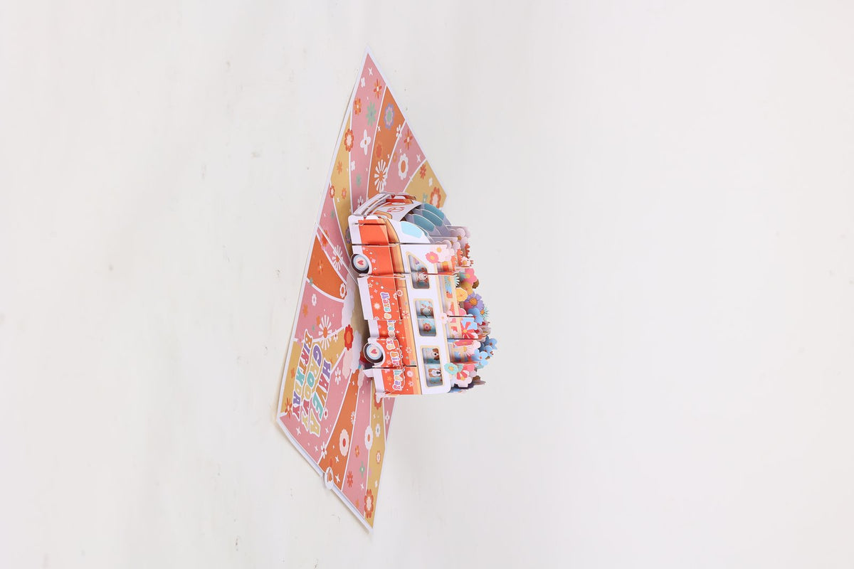 Vintage Bus Fresh Flowers 3D Pop Up Card