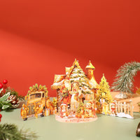 Gold Christmas Village Greeting Card