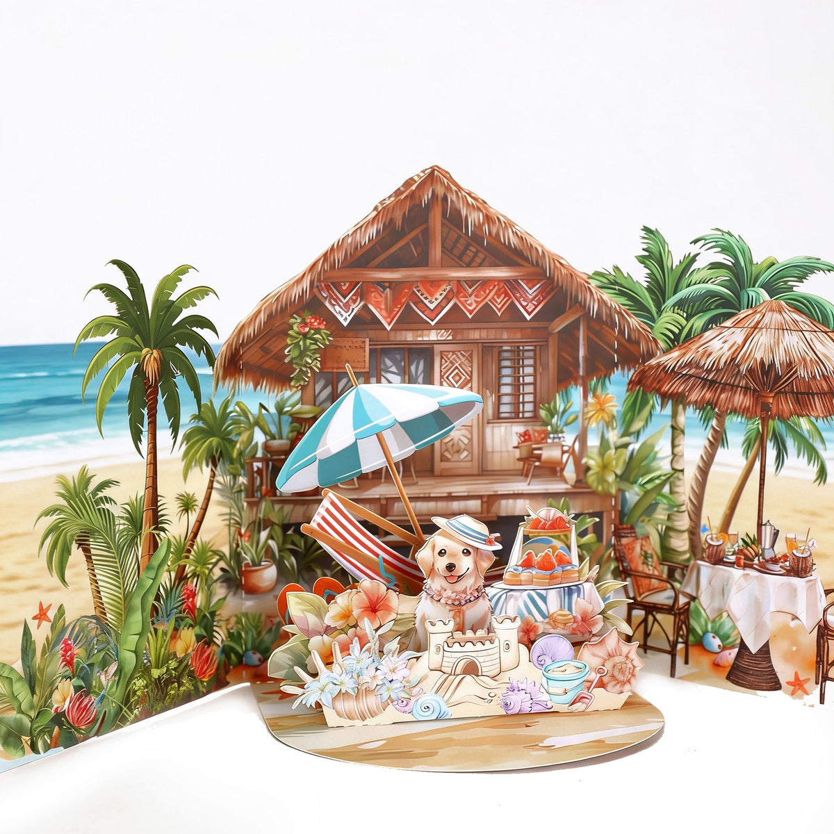 Tropical Beach Flip Pop Up Card
