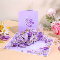 Purple Peony Floral Branch Greeting Card