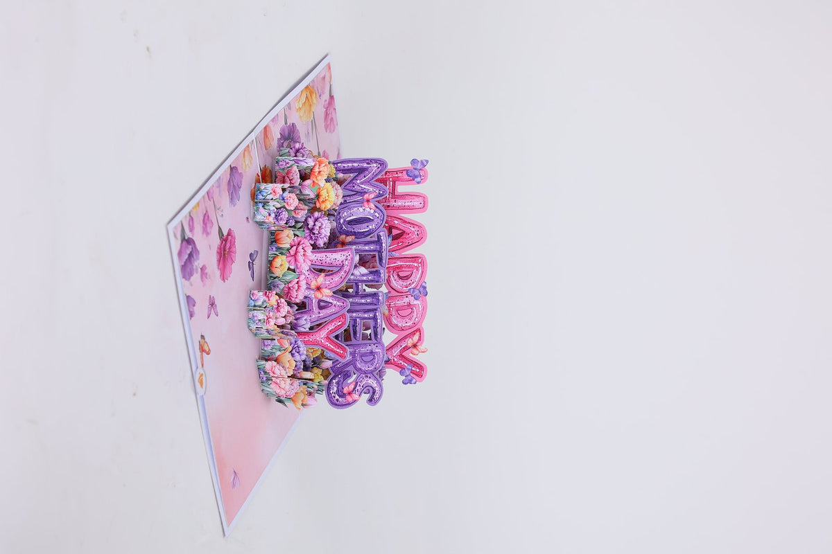 Purple Mother's Day Floral 3D Pop Up Card