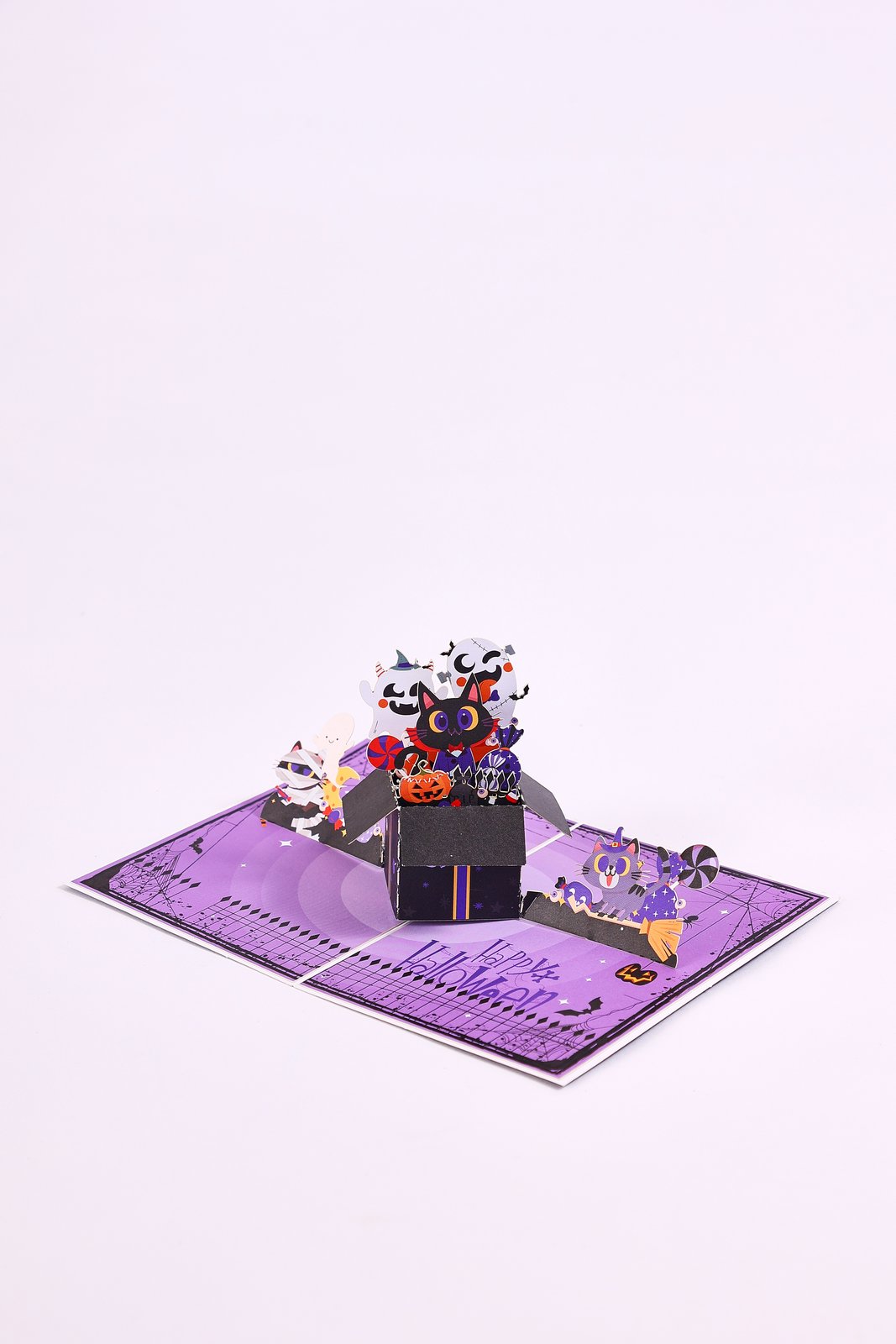 Halloween Cat Devil Greeting Card