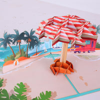 Summer Beach Party Umbrella 3D Pop Up Card