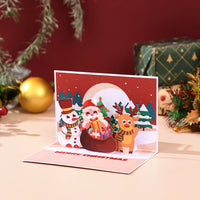 Santa Claus Trumpet Flip Pop Up Card Red