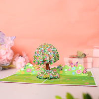 Flower Tree & Butterfly Garden Greeting Card