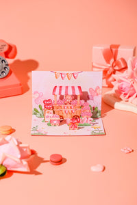 Valentine's Day Flower Cart 90° 3D Pop Up Card