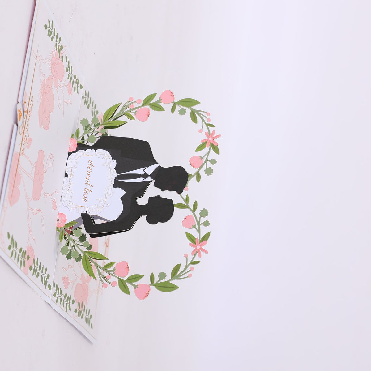 Floral Wreath Wedding Silhouette 3D Pop Up Card