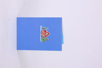 Blue Christmas Cottage Flip Pop Up Card