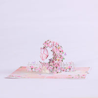 Pink Butterfly Crescent Moon 3D Pop Up Card