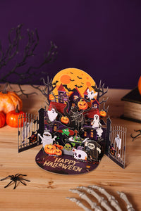 Double Door Halloween Haunted House Greeting Card