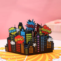 Comic Superhero City Greeting Card