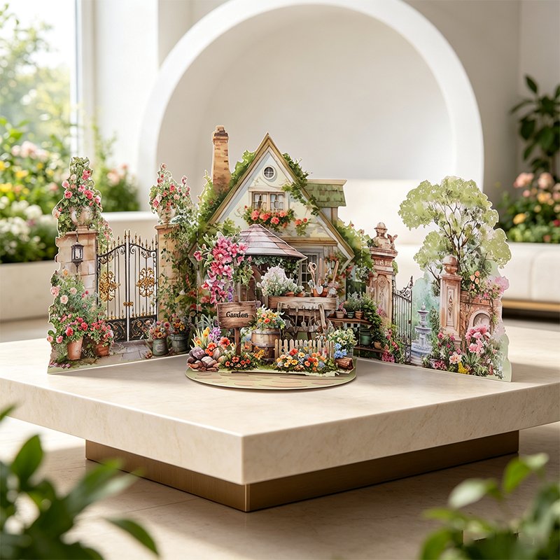 Green Garden Double Door Pop Up Card