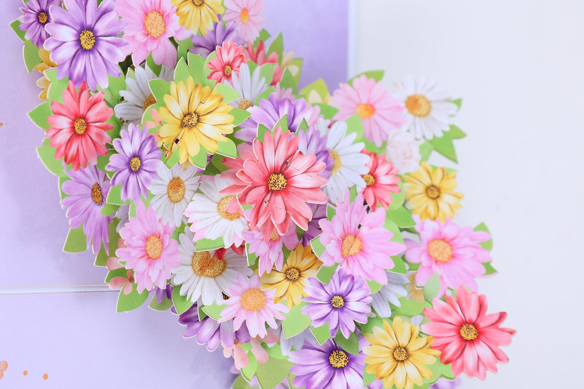 Mixed Color Cosmos Floral Branch Greeting Card