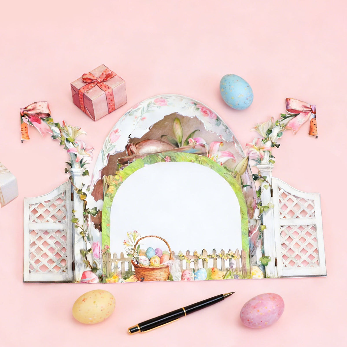 Garden White Door 3D Pop Up Card