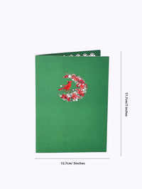 Green Cardinal Crescent Moon 3D Pop Up Card