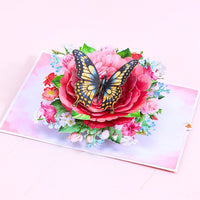 Peony Flower Butterfly Greeting Card