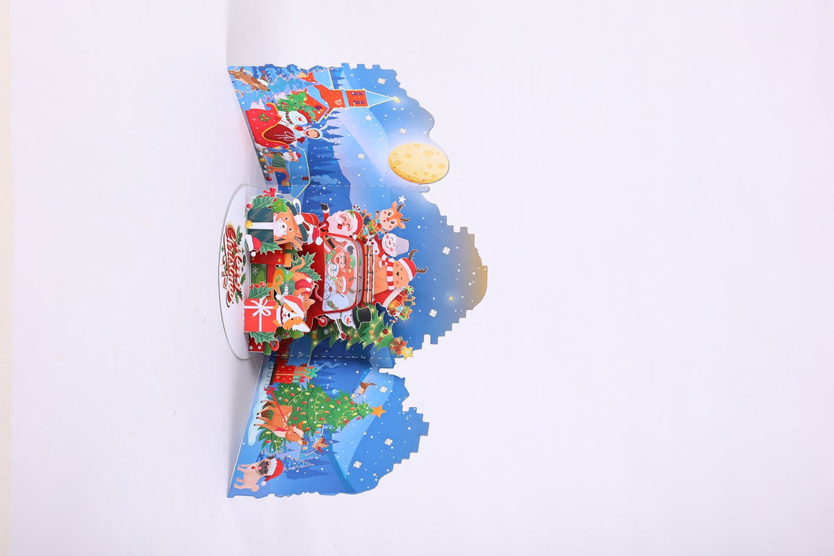 Christmas Cat Truck Double Door Pop Up Card