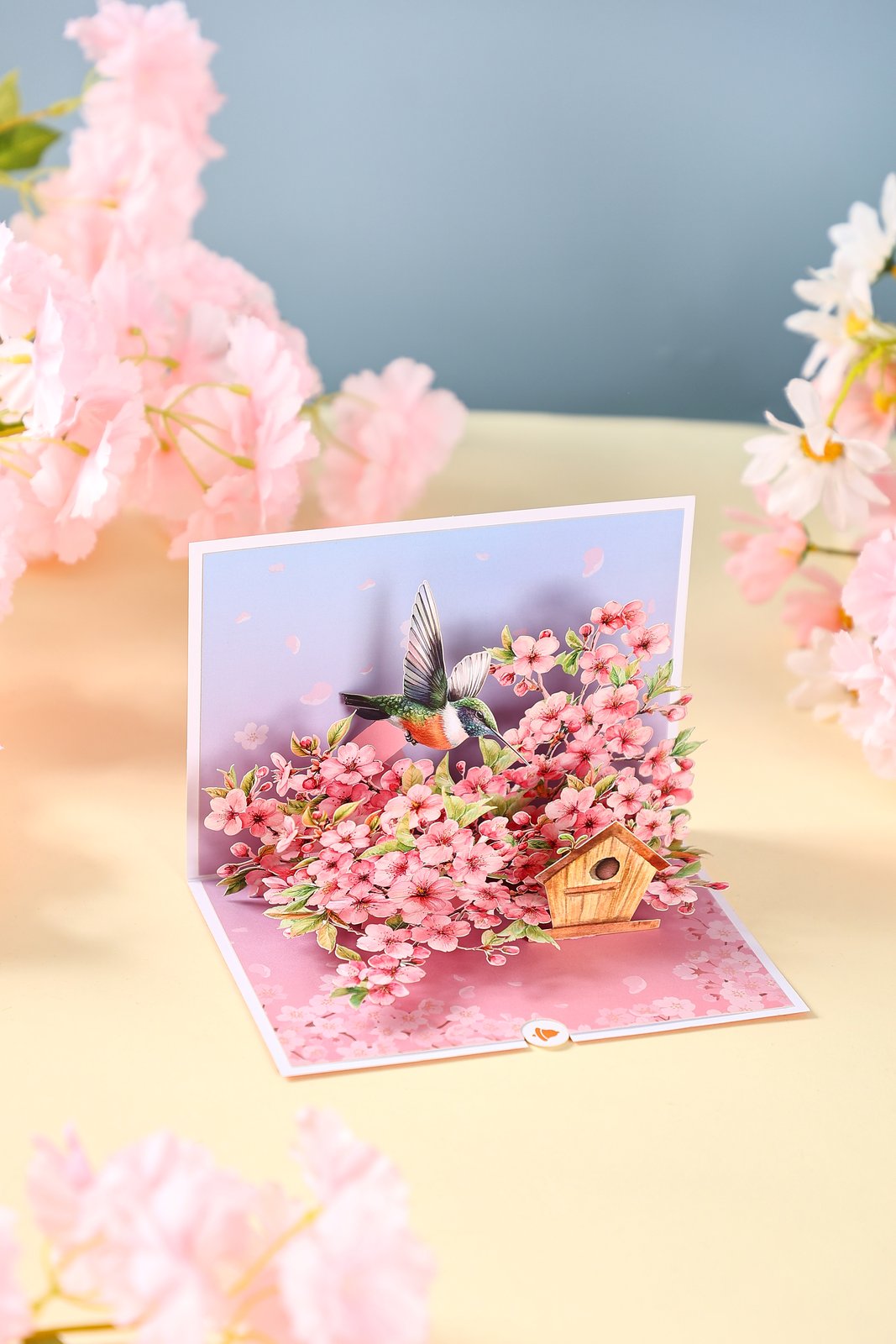 Cherry Blossom Hummingbird Greeting Card 2-Pack
