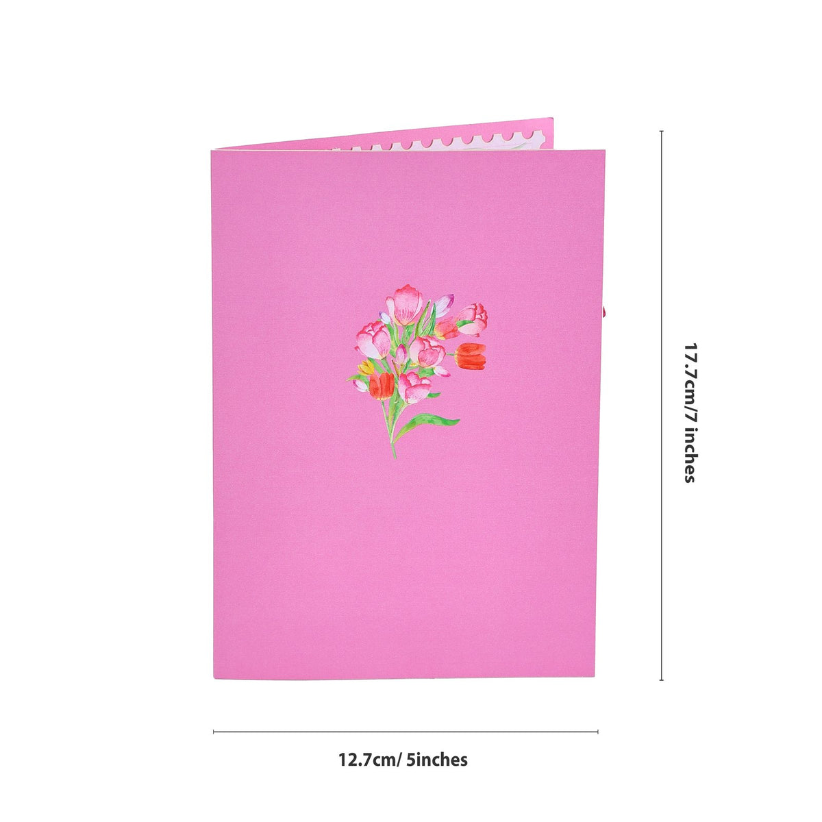 Pink Tulip Heart Floral Wreath 3D Pop Up Card