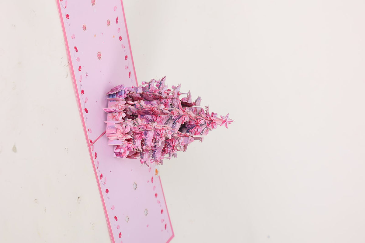 Pink Christmas Tree Greeting Card