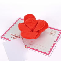 Wholesale Supplier Plush Rose Valentine's Day 3D Pop-Up Greeting Card Romantic Soft Gift